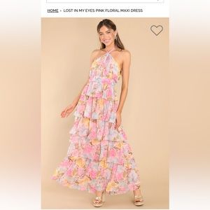 Lost In My Eyes Pink Floral Maxi Dress